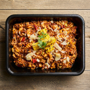 Stroganoff pasta met geruld (hybride) gehakt