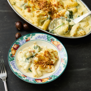 Gratäng med blomkål och spenat